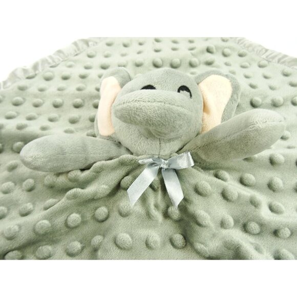 Pro Goleem Elephant Lovey Gray Security Blanket Baby Satin Edge 16 x 16in - Picture 3 of 8